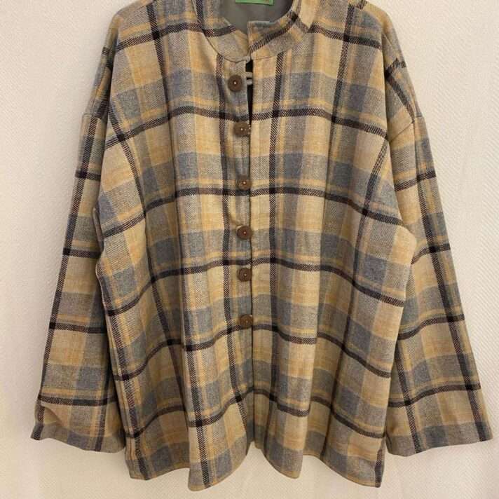 Abrigo lana cuadros hombre