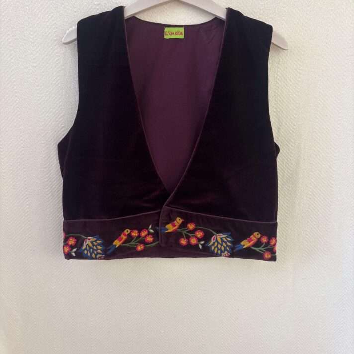 Chaleco bordado pajaros